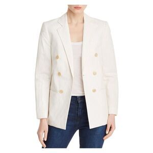 REBECCA TAYLOR Womens Beige Pinstripe Evening Blazer Jacket 0